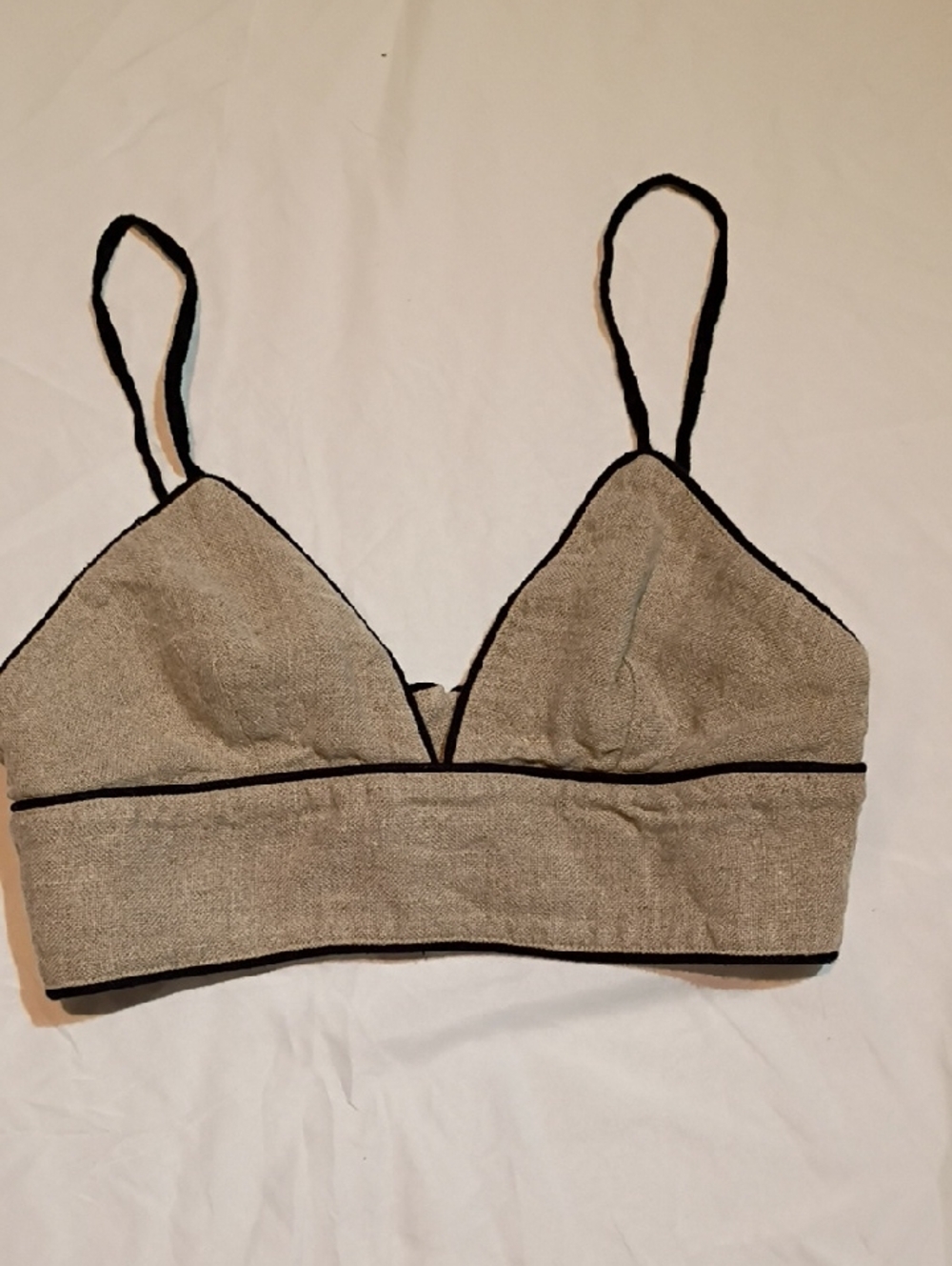 STAUD Taupe Bralette with Black Trim